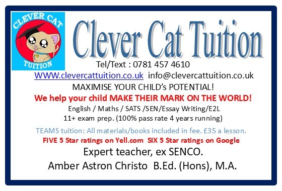 Clever Cat Tuition - START YOUR CHILD’S 11+ /SCHOOL ENTRY PREP. NOW!! Or ‘catch-ups’ in English/Maths; SATS! E2L and IELTS prep.